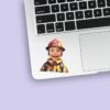 Custom Firefighter Portrait Face Cutout – Sticker Custom Firefighter Portrait Face Cutout shown on a sticker mockup