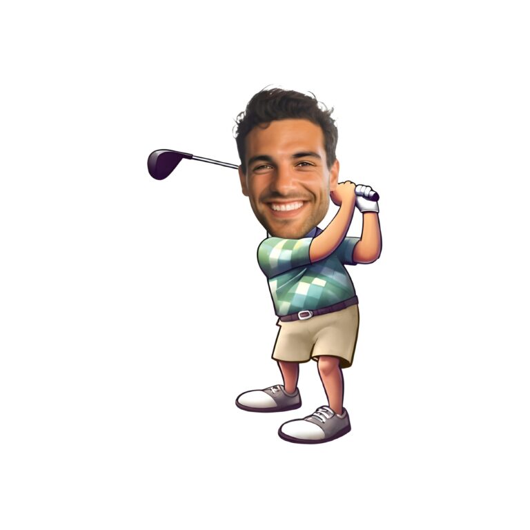 Custom Golfer Swing Green Striped Polo Face Cutout – Original Custom Golfer Swing Green Striped Polo Face Cutout design preview