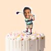 Custom Golfer Swing Green Striped Polo Face Cutout – Cake Topper Custom Golfer Swing Green Striped Polo Face Cutout shown on a cake topper mockup