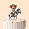 Custom Zebra Safari Explorer Tan Safari Hat Face Cutout – Cake Topper Custom Zebra Safari Explorer Tan Safari Hat Face Cutout shown on a cake topper mockup