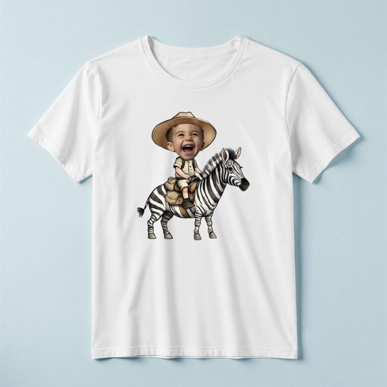 Custom Zebra Safari Explorer Tan Safari Hat Face Cutout – T-shirt Custom Zebra Safari Explorer Tan Safari Hat Face Cutout shown on a T-shirt mockup