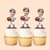 Custom Number 1 Baseball Player with Glove Face Cutout – Cupcake Topper Custom Number 1 Baseball Player with Glove Face Cutout shown on a cupcake topper mockup