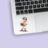 Custom Number 1 Baseball Player with Glove Face Cutout – Sticker Custom Number 1 Baseball Player with Glove Face Cutout shown on a sticker mockup