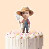 Custom Farmer Holding Standing Upright Face Cutout – Cake Topper Custom Farmer Holding Standing Upright Face Cutout shown on a cake topper mockup