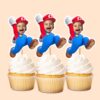 Custom Red-Capped Game Hero Jumping Face Cutout – Cupcake Topper Custom Red-Capped Game Hero Jumping Face Cutout shown on a cupcake topper mockup