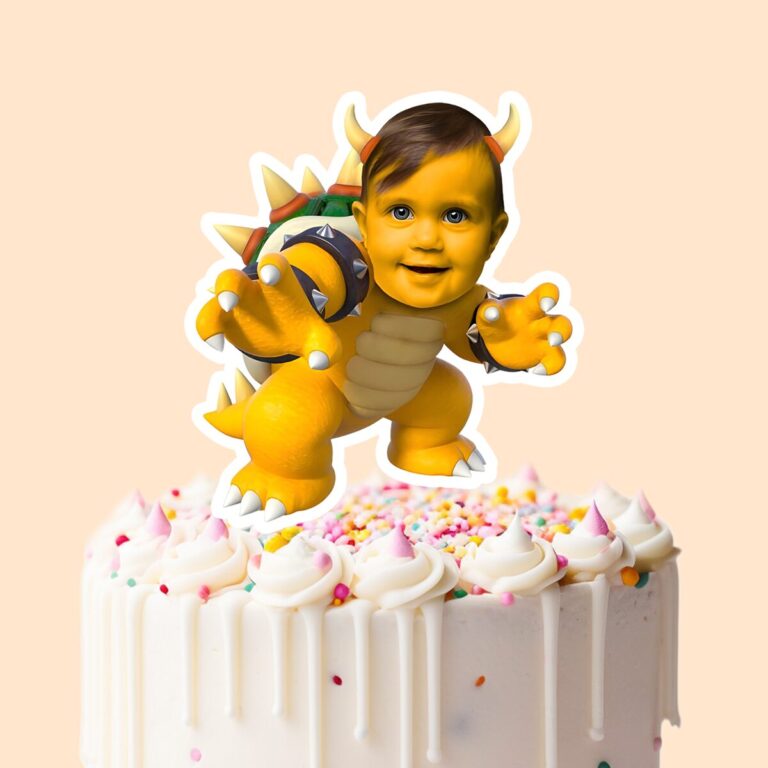 Custom Spiked Turtle-Monster Costume Face Cutout – Cake Topper Custom Spiked Turtle-Monster Costume Face Cutout shown on a cake topper mockup