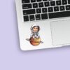 Custom Astronaut Seated on Saturn Face Cutout – Sticker Custom Astronaut Seated on Saturn Face Cutout shown on a sticker mockup