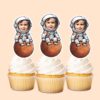 Custom Astronaut Seated on Mars Face Cutout – Cupcake Topper Custom Astronaut Seated on Mars Face Cutout shown on a cupcake topper mockup