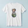 Custom Astronaut Seated on Earth Face Cutout – T-shirt Custom Astronaut Seated on Earth Face Cutout shown on a T-shirt mockup