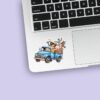 Custom Child Driving a Blue Farm Truck Face Cutout – Sticker Custom Child Driving a Blue Farm Truck Face Cutout shown on a sticker mockup