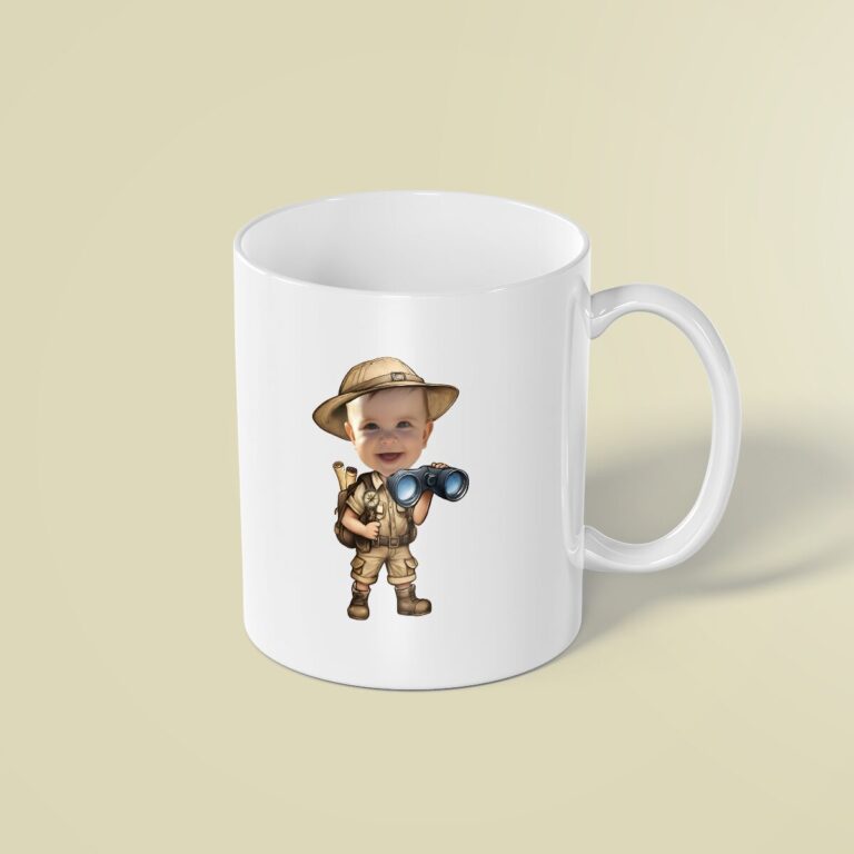 Custom Binoculars Safari Explorer Neck Scarf Face Cutout – Mug Custom Binoculars Safari Explorer Neck Scarf Face Cutout shown on a mug mockup