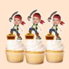Custom Pirate Guarding Treasure Face Cutout – Cupcake Topper Custom Pirate Guarding Treasure Face Cutout shown on a cupcake topper mockup