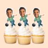 Custom Bowler Preparing to Roll Face Cutout – Cupcake Topper Custom Bowler Preparing to Roll Face Cutout shown on a cupcake topper mockup