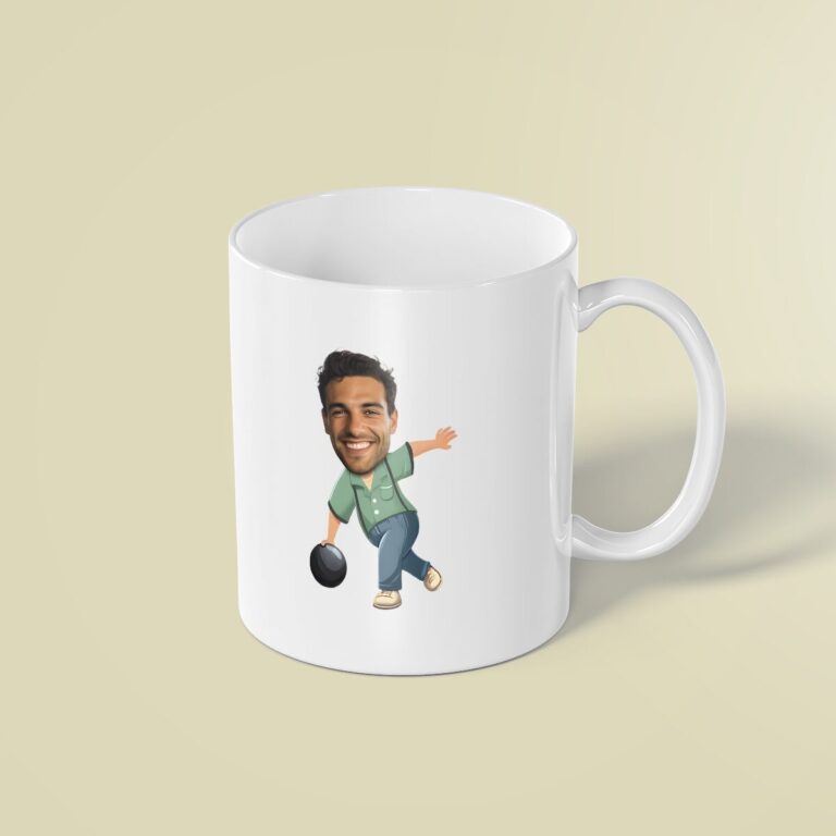 Custom Bowler Preparing to Roll Face Cutout – Mug Custom Bowler Preparing to Roll Face Cutout shown on a mug mockup