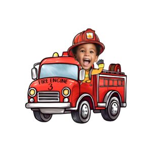 Custom Firefighter Waving from a Fire Engine Face Cutout – Original Custom Firefighter Waving from a Fire Engine Face Cutout design preview