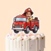 Custom Firefighter Waving from a Fire Engine Face Cutout – Cake Topper Custom Firefighter Waving from a Fire Engine Face Cutout shown on a cake topper mockup