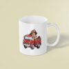 Custom Firefighter Waving from a Fire Engine Face Cutout – Mug Custom Firefighter Waving from a Fire Engine Face Cutout shown on a mug mockup