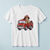 Custom Firefighter Waving from a Fire Engine Face Cutout – T-shirt Custom Firefighter Waving from a Fire Engine Face Cutout shown on a T-shirt mockup