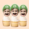Custom Green Game-Hero Cap Face Cutout – Cupcake Topper Custom Green Game-Hero Cap Face Cutout shown on a cupcake topper mockup