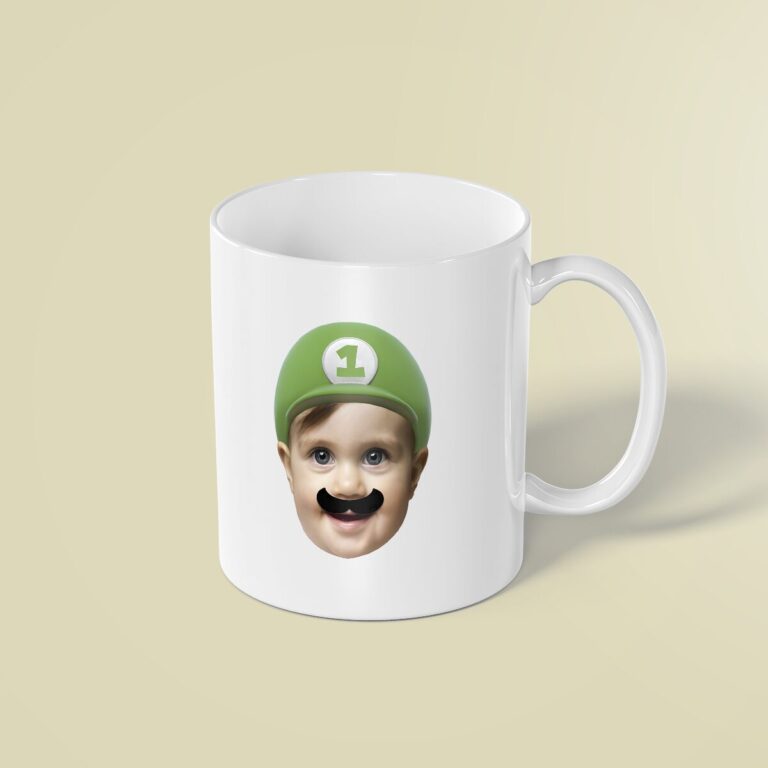 Custom Green Game-Hero Cap Face Cutout – Mug Custom Green Game-Hero Cap Face Cutout shown on a mug mockup