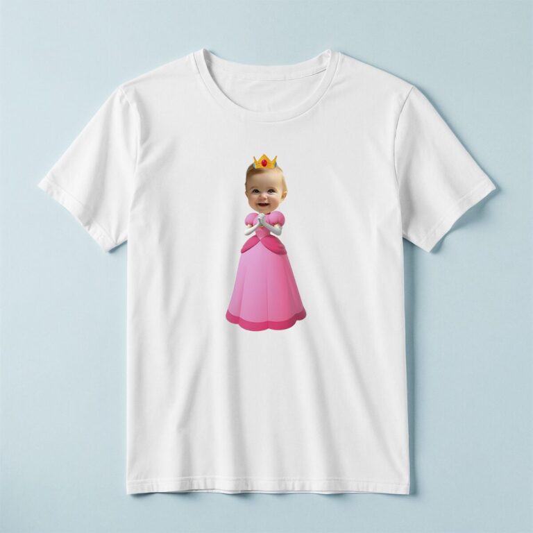Custom Pink Fantasy Princess Face Cutout – T-shirt Custom Pink Fantasy Princess Face Cutout shown on a T-shirt mockup