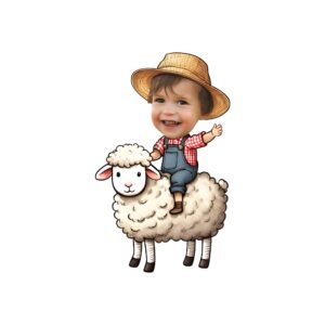 Custom Farmer Riding a Sheep Red Check Shirt Face Cutout – Original Custom Farmer Riding a Sheep Red Check Shirt Face Cutout design preview