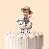 Custom Farmer Riding a Sheep Red Check Shirt Face Cutout – Cake Topper Custom Farmer Riding a Sheep Red Check Shirt Face Cutout shown on a cake topper mockup