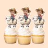 Custom Farmer Riding a Sheep Red Check Shirt Face Cutout – Cupcake Topper Custom Farmer Riding a Sheep Red Check Shirt Face Cutout shown on a cupcake topper mockup