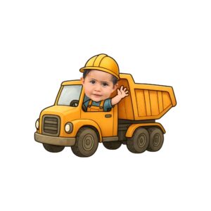 Custom Dump-Truck Driver Waving Face Cutout – Original Custom Dump-Truck Driver Waving Face Cutout design preview