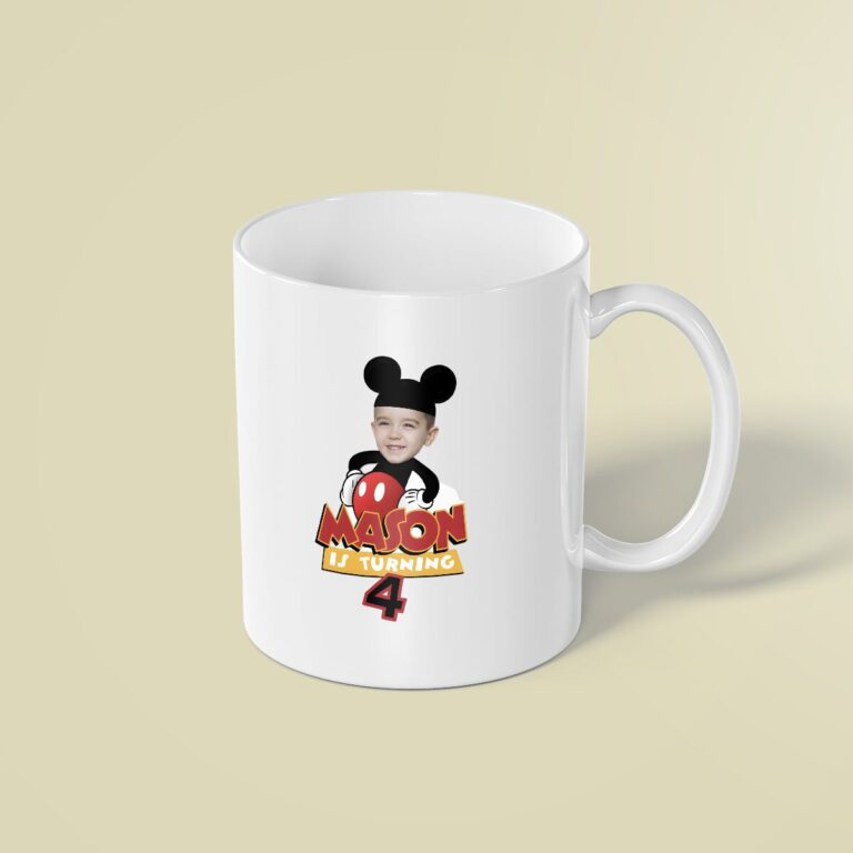 Custom Black Mouse-Costume Birthday Cutout Face Cutout – Mug Custom Black Mouse-Costume Birthday Cutout Face Cutout shown on a mug mockup