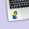 Custom Green Three-Eyed Space-Alien Costume Face Cutout – Sticker Custom Green Three-Eyed Space-Alien Costume Face Cutout shown on a sticker mockup