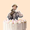 Custom Hippopotamus Safari Striped Shirt Face Cutout – Cake Topper Custom Hippopotamus Safari Striped Shirt Face Cutout shown on a cake topper mockup