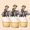 Custom Hippopotamus Safari Striped Shirt Face Cutout – Cupcake Topper Custom Hippopotamus Safari Striped Shirt Face Cutout shown on a cupcake topper mockup