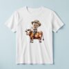 Custom Farmer Riding a Brown-And-White Cow Face Cutout – T-shirt Custom Farmer Riding a Brown-And-White Cow Face Cutout shown on a T-shirt mockup