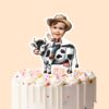 Custom Farmer Riding a Black Brown Cowboy Hat Face Cutout – Cake Topper Custom Farmer Riding a Black Brown Cowboy Hat Face Cutout shown on a cake topper mockup