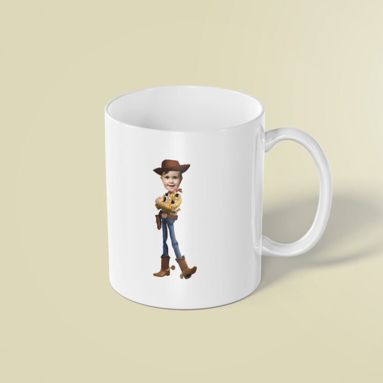Custom Cowboy Sheriff Standing Confidently Face Cutout – Mug Custom Cowboy Sheriff Standing Confidently Face Cutout shown on a mug mockup