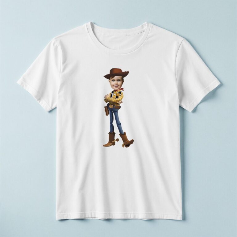 Custom Cowboy Sheriff Standing Confidently Face Cutout – T-shirt Custom Cowboy Sheriff Standing Confidently Face Cutout shown on a T-shirt mockup