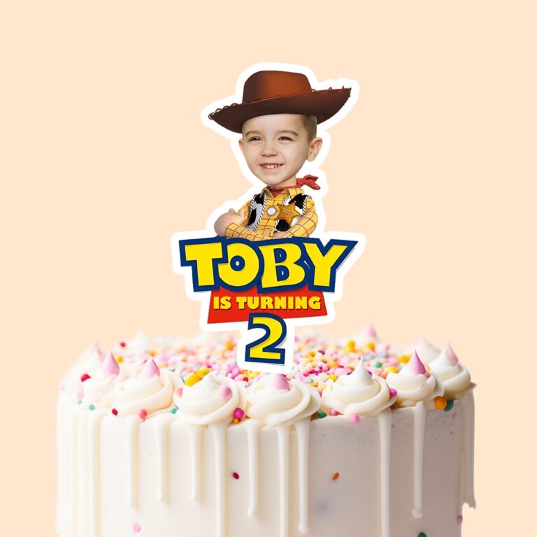 Custom Cowboy Sheriff Birthday Cutout Face Cutout – Cake Topper Custom Cowboy Sheriff Birthday Cutout Face Cutout shown on a cake topper mockup