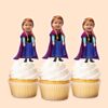 Custom Winter Princess in a Magenta Cape Face Cutout – Cupcake Topper Custom Winter Princess in a Magenta Cape Face Cutout shown on a cupcake topper mockup