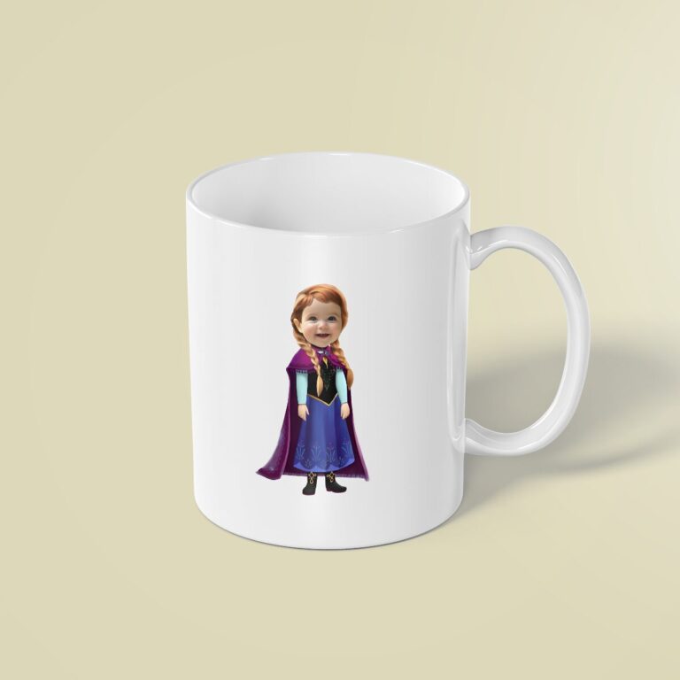 Custom Winter Princess in a Magenta Cape Face Cutout – Mug Custom Winter Princess in a Magenta Cape Face Cutout shown on a mug mockup