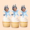 Custom Blue Cartoon-Dog Costume Face Cutout – Cupcake Topper Custom Blue Cartoon-Dog Costume Face Cutout shown on a cupcake topper mockup