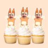 Custom Baby in an Orange Cartoon-Dog Costume Face Cutout – Cupcake Topper Custom Baby in an Orange Cartoon-Dog Costume Face Cutout shown on a cupcake topper mockup