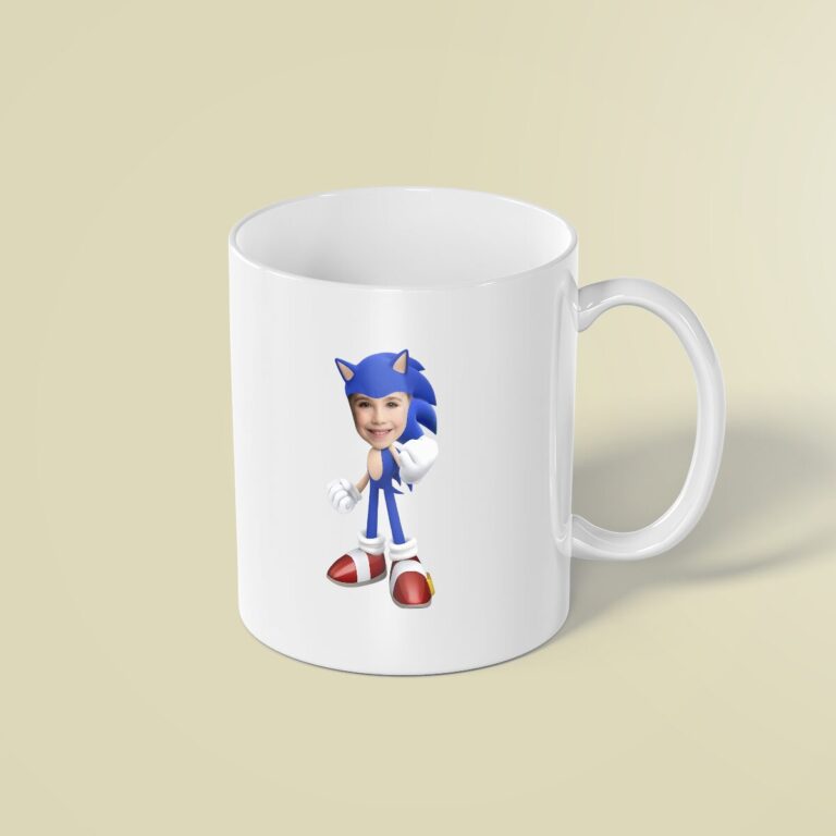 Custom Blue Speed-Hero Costume Face Cutout – Mug Custom Blue Speed-Hero Costume Face Cutout shown on a mug mockup