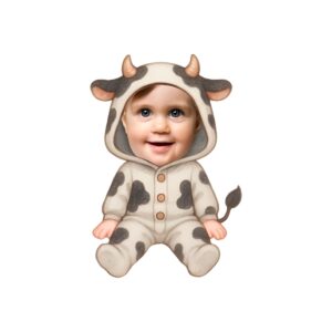 Custom Baby in a Spotted Cow Onesie Face Cutout – Original Custom Baby in a Spotted Cow Onesie Face Cutout design preview