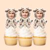 Custom Baby in a Spotted Cow Onesie Face Cutout – Cupcake Topper Custom Baby in a Spotted Cow Onesie Face Cutout shown on a cupcake topper mockup