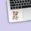 Custom Baby in a Spotted Cow Onesie Face Cutout – Sticker Custom Baby in a Spotted Cow Onesie Face Cutout shown on a sticker mockup