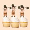 Custom Circus Strongman Striped Singlet Face Cutout – Cupcake Topper Custom Circus Strongman Striped Singlet Face Cutout shown on a cupcake topper mockup
