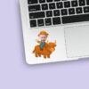 Custom Farmer Riding a Shaggy Highland Cow Face Cutout – Sticker Custom Farmer Riding a Shaggy Highland Cow Face Cutout shown on a sticker mockup