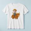Custom Farmer Riding a Shaggy Highland Cow Face Cutout – T-shirt Custom Farmer Riding a Shaggy Highland Cow Face Cutout shown on a T-shirt mockup