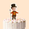 Custom Circus Ringmaster with Cane Face Cutout – Cake Topper Custom Circus Ringmaster with Cane Face Cutout shown on a cake topper mockup